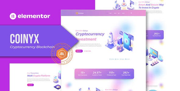 CoinyxCover2022.jpg Coinyx - Cryptocurrency Blockchain & Bitcoin Elementor Template Kit - Image 1