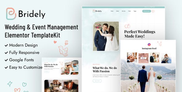 Bridley-Cover.jpg Bridely - Wedding & Event Management Elementor Template Kit - Image 1