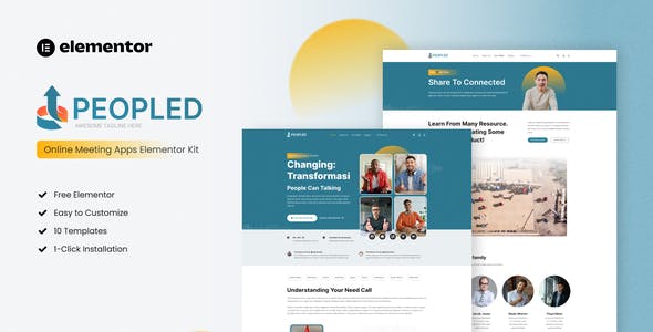 ElementorCoverPeopled.jpg Peopled - Online Meeting App Elementor Template Kit - Image 1
