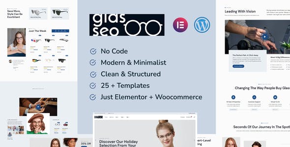 GlasseoCover.jpg Glasseo - Eyewear Store Elementor Pro Template Kit - Image 1