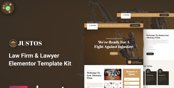 JustosKit-Cover-Image.jpg Justos - Law Firm & Lawyer Elementor Template Kit - Image 1