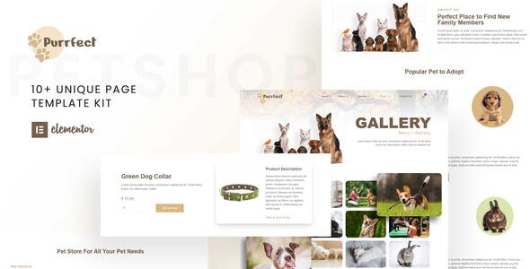 PreviewPurrfect.jpg Purrfect - Pet Shop Elementor Template Kit - Image 1