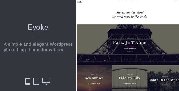evoke-preview.jpg Evoke Photo Stories Blog WordPress Theme - Image 1