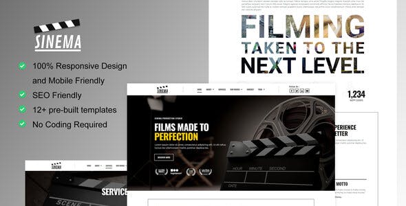 mainpreviewsinema.jpg Sinema - Film Maker & Movie Studio Elementor Template Kit - Image 1