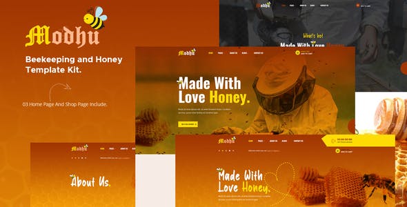 modhucover.jpg Modhu - Beekeeping & Honey Elementor Template Kit - Image 1