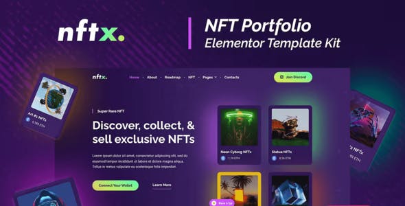nftx-preview.jpg NFTx - NFT Portfolio Elementor Template Kit - Image 1
