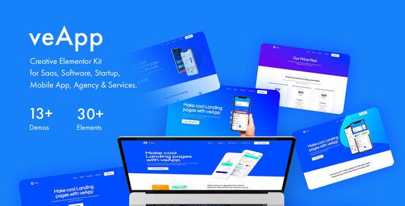 veapp-preview.jpg veApp - Mobile App & Startup Elementor Template Kit - Image 1