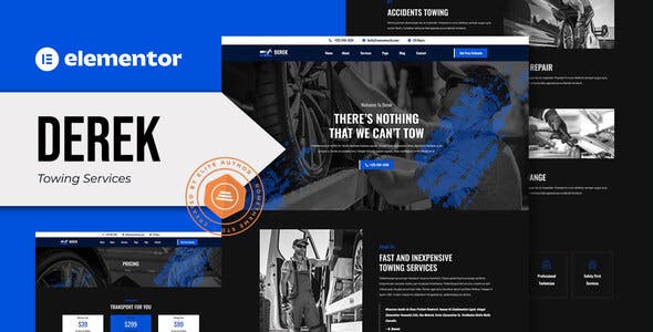 Derek-Cover.jpg Derek - Towing Services Elementor Pro Template Kit - Image 1