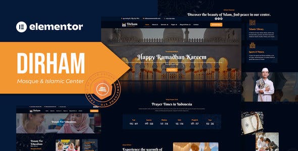 Dirham-Cover.jpg Dirham - Mosque & Islamic Center Elementor Pro Template Kit - Image 1