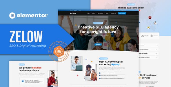 Zelow-Coverimagetemplatekit.jpg Zelow - SEO & Digital Marketing Agency Elementor Template Kit - Image 1