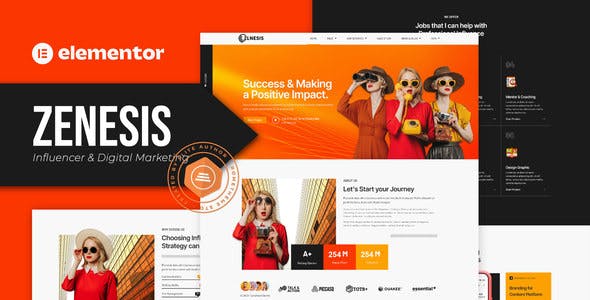 Zenesis-Coverimagetemplatekit.jpg Zenesis - Influencer & Digital Marketing Elementor Template Kit - Image 1