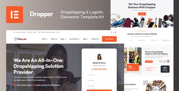 cover-dropper-elementor-template-kit.jpg Dropper - Dropshipping & Logistic Elementor Template Kit - Image 1
