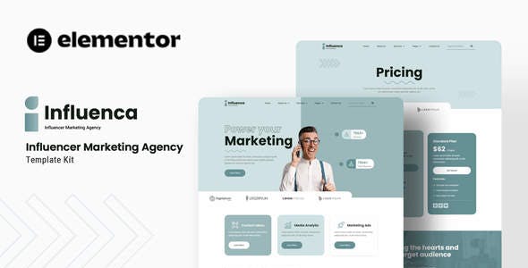 previewInfluenca1.jpg Influenca - Influencer Marketing Agency Elementor Template Kit - Image 1