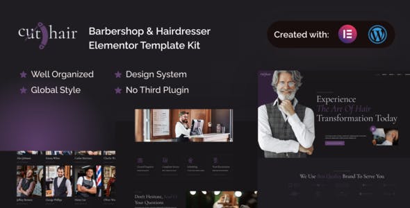 cover-cuthair.jpg Cuthair - Barbershop & Hairdresser Elementor Pro Template Kit - Image 1
