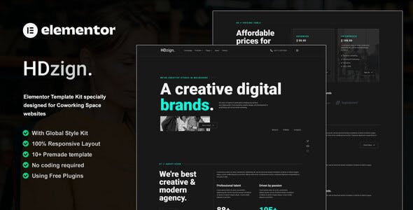 HDzign-Cover.jpg HDzign - Dark Digital Agency Elementor Template Kit - Image 1