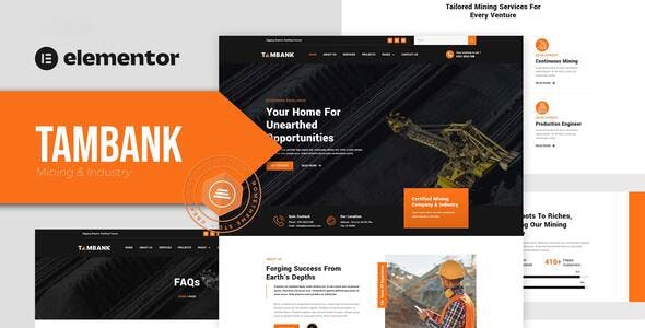 Tambank-Coverimage.jpg Tambank - Mining & Industry Elementor Pro Template Kit - Image 1