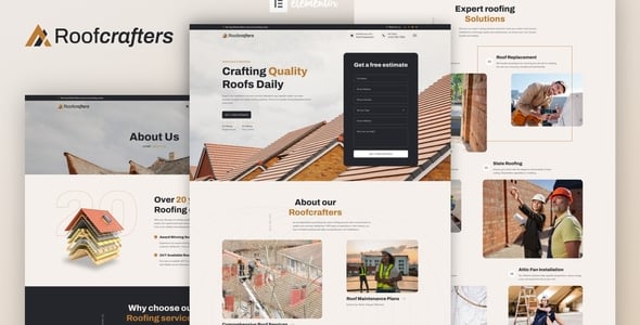 00-cover-1.jpg Roofcrafters - Roofing Company Elementor Pro Template Kit - Image 1