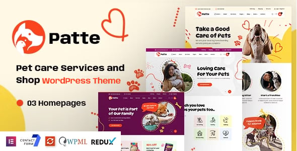 01_patte_preview.jpg Patte - Pet Care & Pet Shop WordPress Theme - Image 1