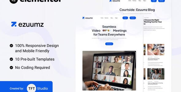 CoverEzuumz.jpg Ezuumz - Video Conferencing & Webinar App Elementor Template Kit - Image 1