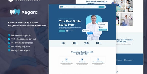 Haidezign-Cover-Template-Kit-2.jpg Xegara - Dentist Dental Care Elementor Template Kit - Image 1