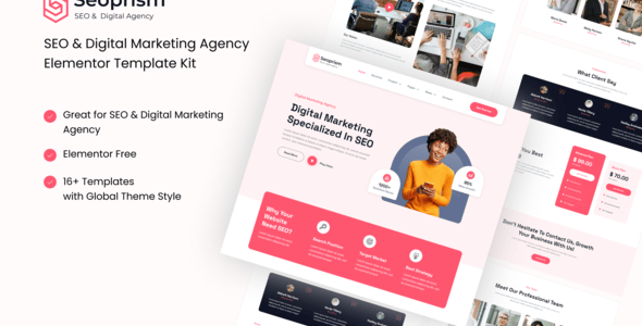 Seoprism-Cover.png Seoprism - SEO & Digital Agency Elementor Template Kit - Image 1