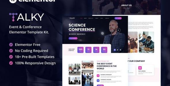Talky-Cover.jpg Talky - Event & Conference Elementor Template Kit - Image 1